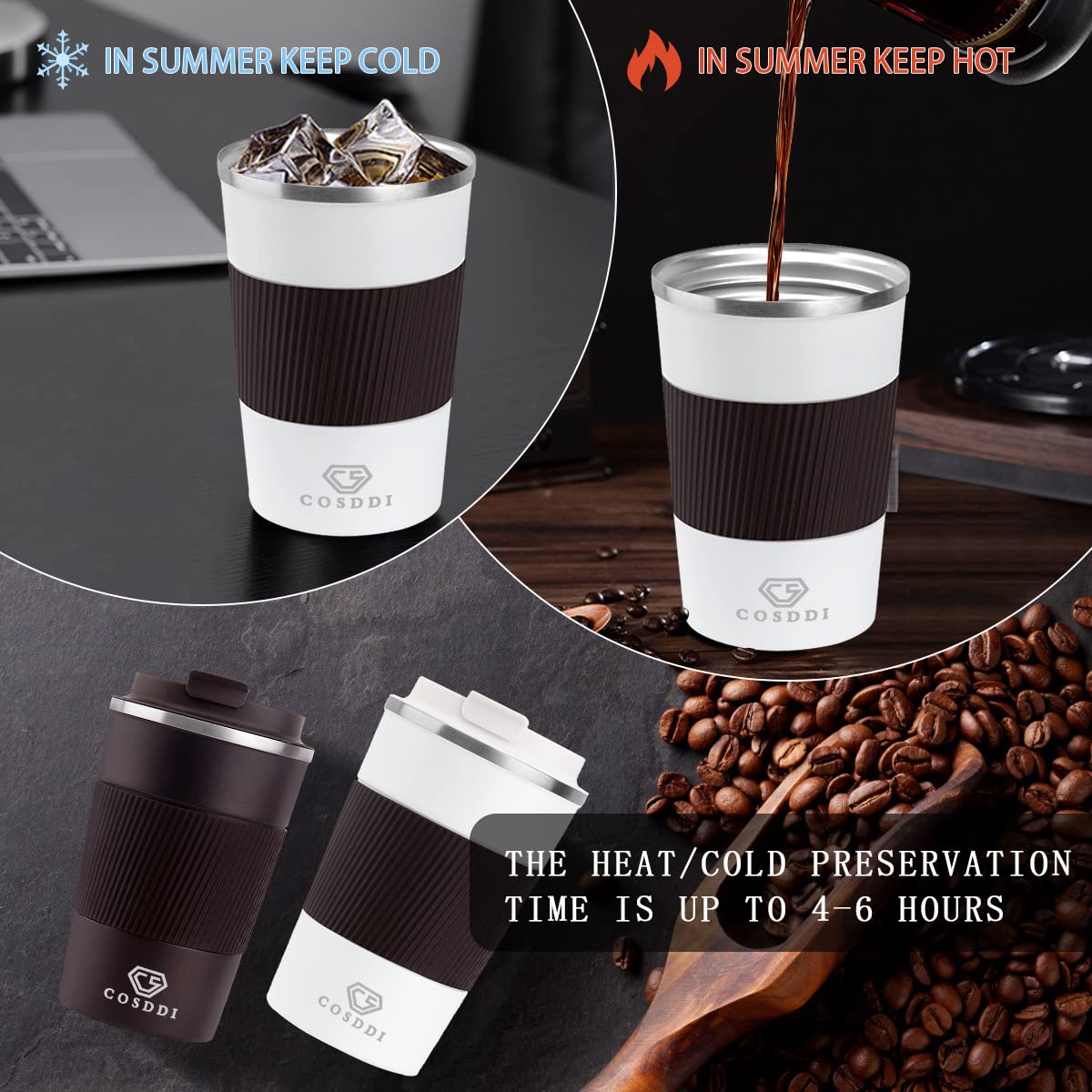 BPA-free lid of CS COSDDI tumbler ensuring safe beverage use.