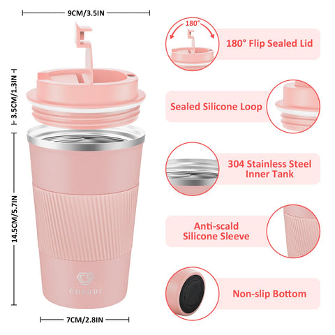 CS COSDDI insulated travel mug with leakproof screw lid for commuting.