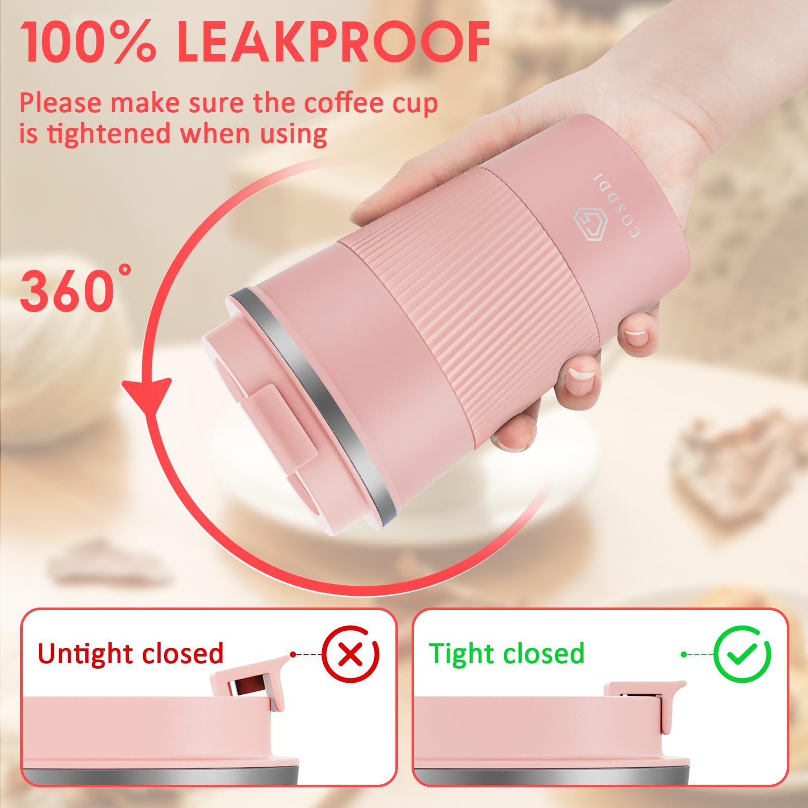CS COSDDI screw lid with silicone seal prevents leaks during transport.