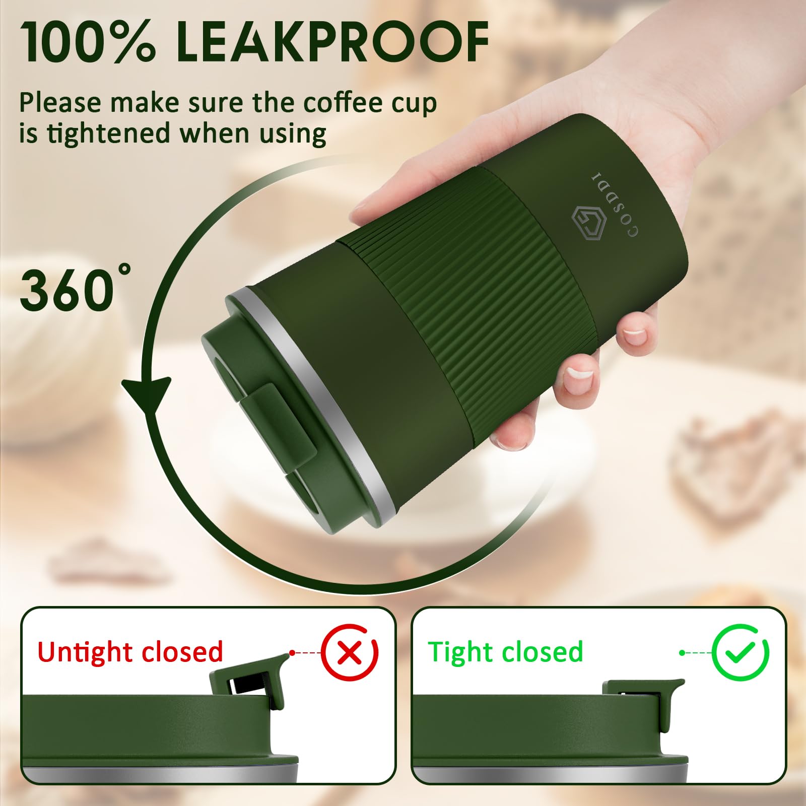 CS COSDDI spill-proof lid with air vent enables smooth sipping