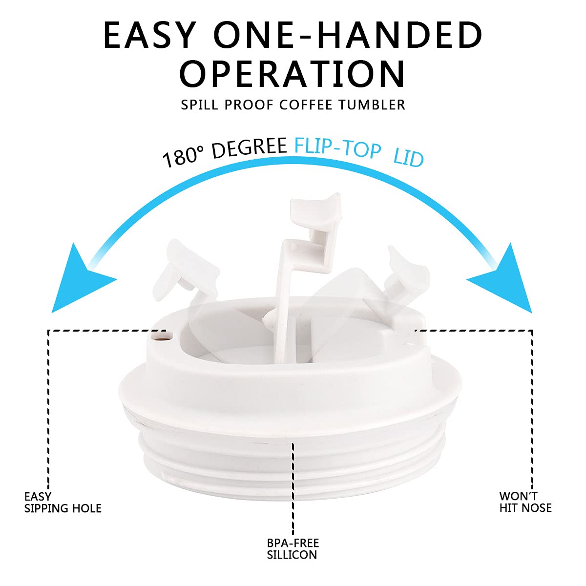 Tumbler lid seal on CS COSDDI stainless steel bottle for spill prevention.