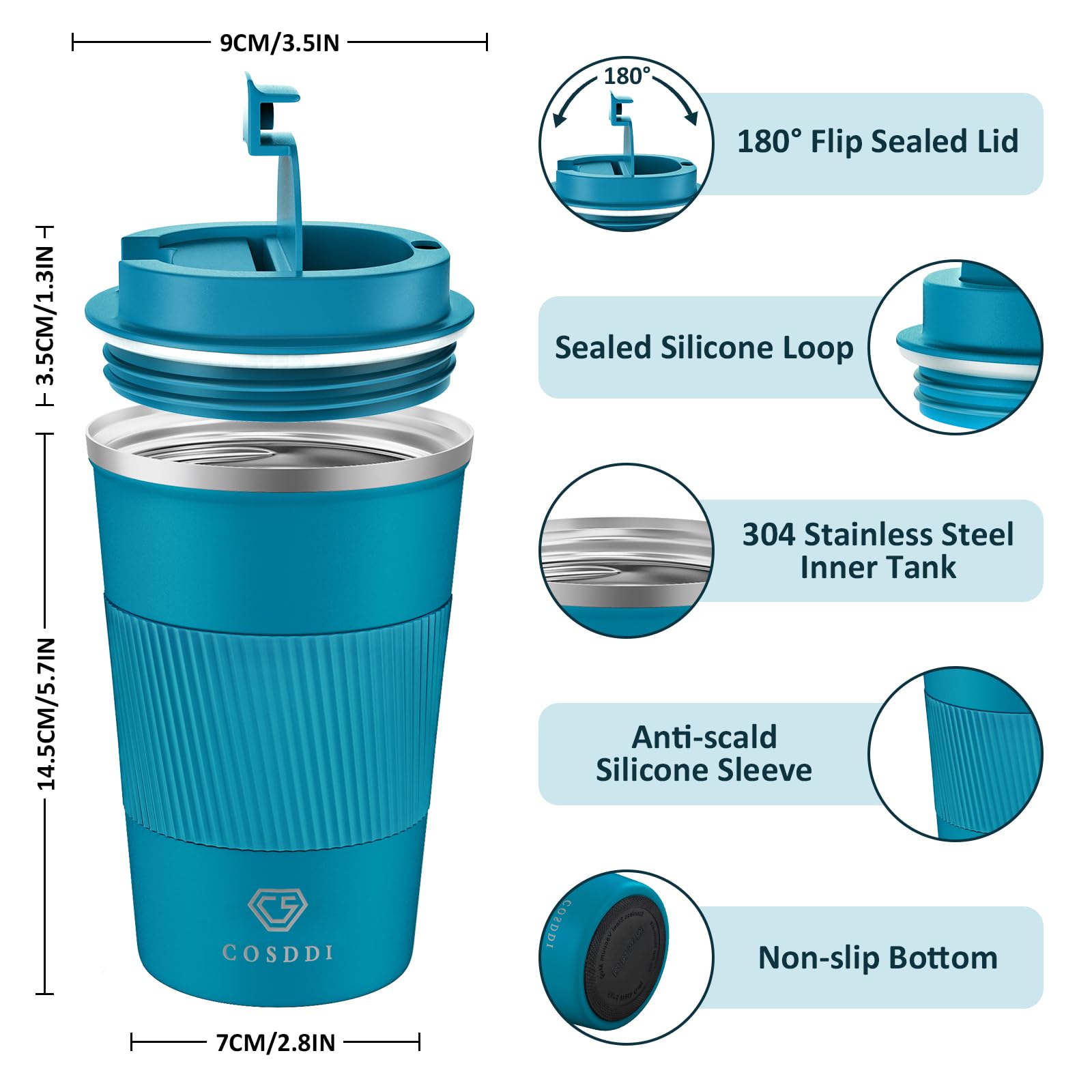 CS COSDDI lid with airtight seal prevents spills during travel and on desk