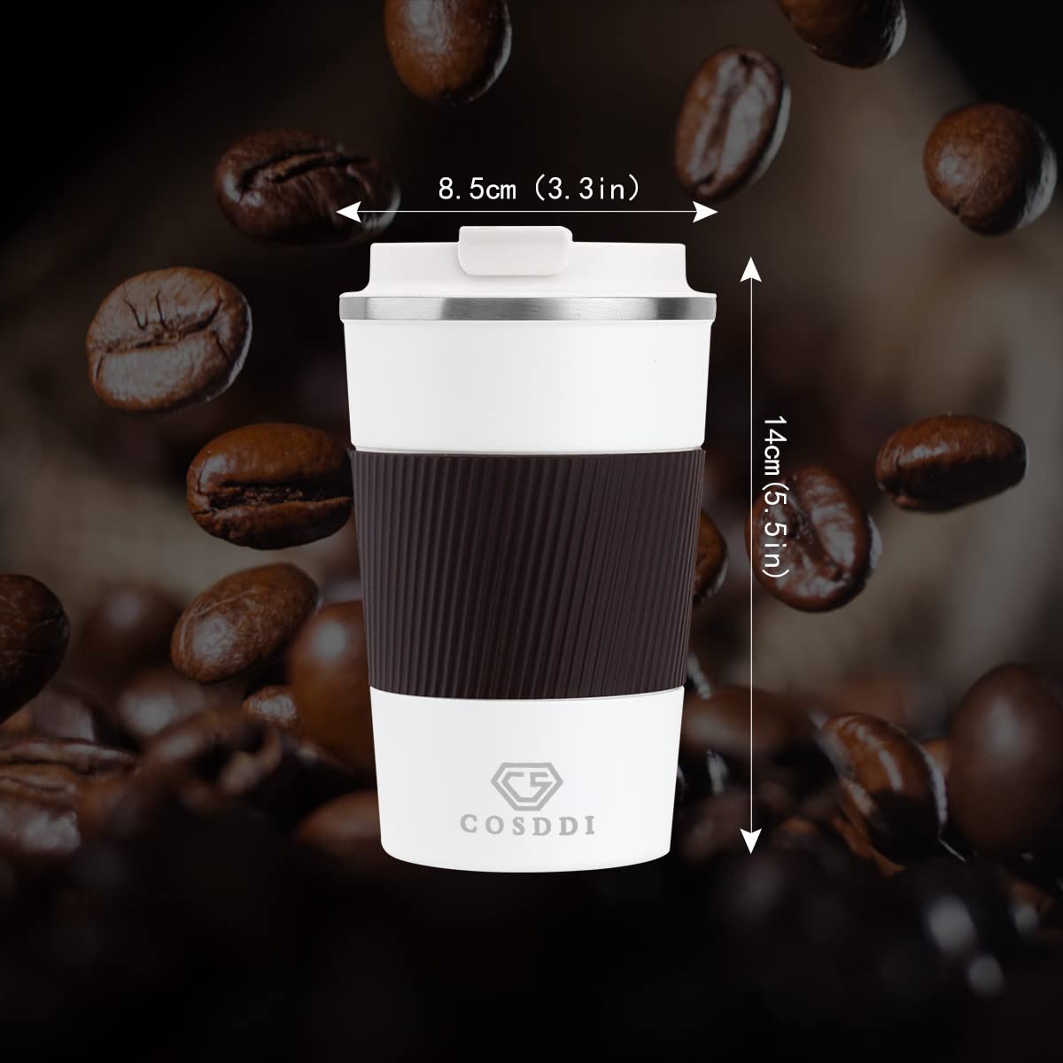 Slim CS COSDDI tumbler with narrow body fits car cup holders.