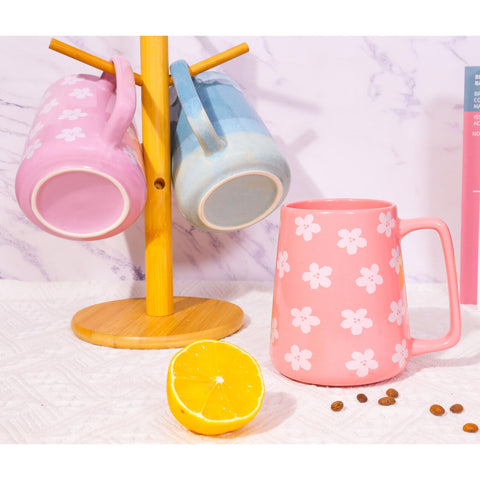 Cteaffee pink mug with 700ml capacity for cocoa or latte