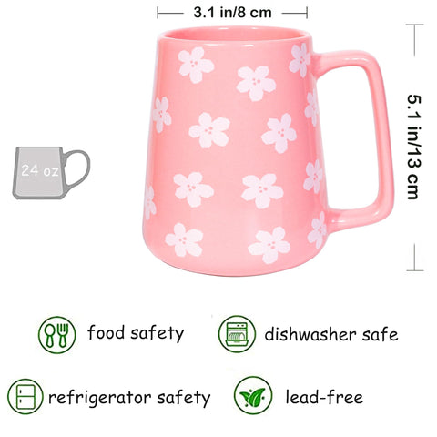Cteaffee 24 oz pink mug side view with comfortable handle