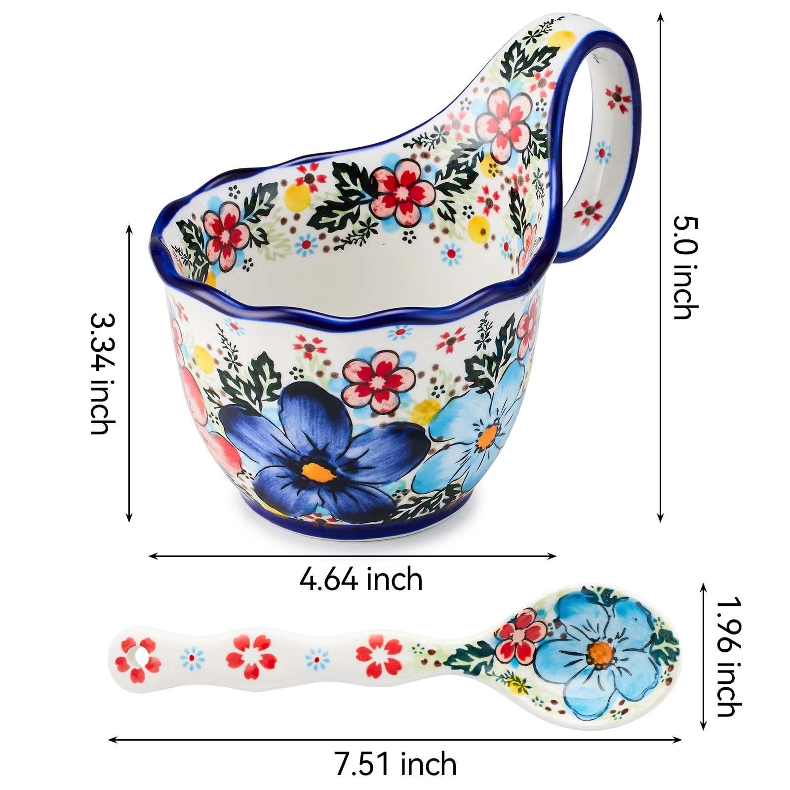 Cteaffee hand-painted porcelain bowl glazed blue, adds elegant table decor.