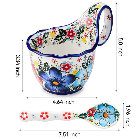 Cteaffee hand-painted porcelain bowl glazed blue, adds elegant table decor.
