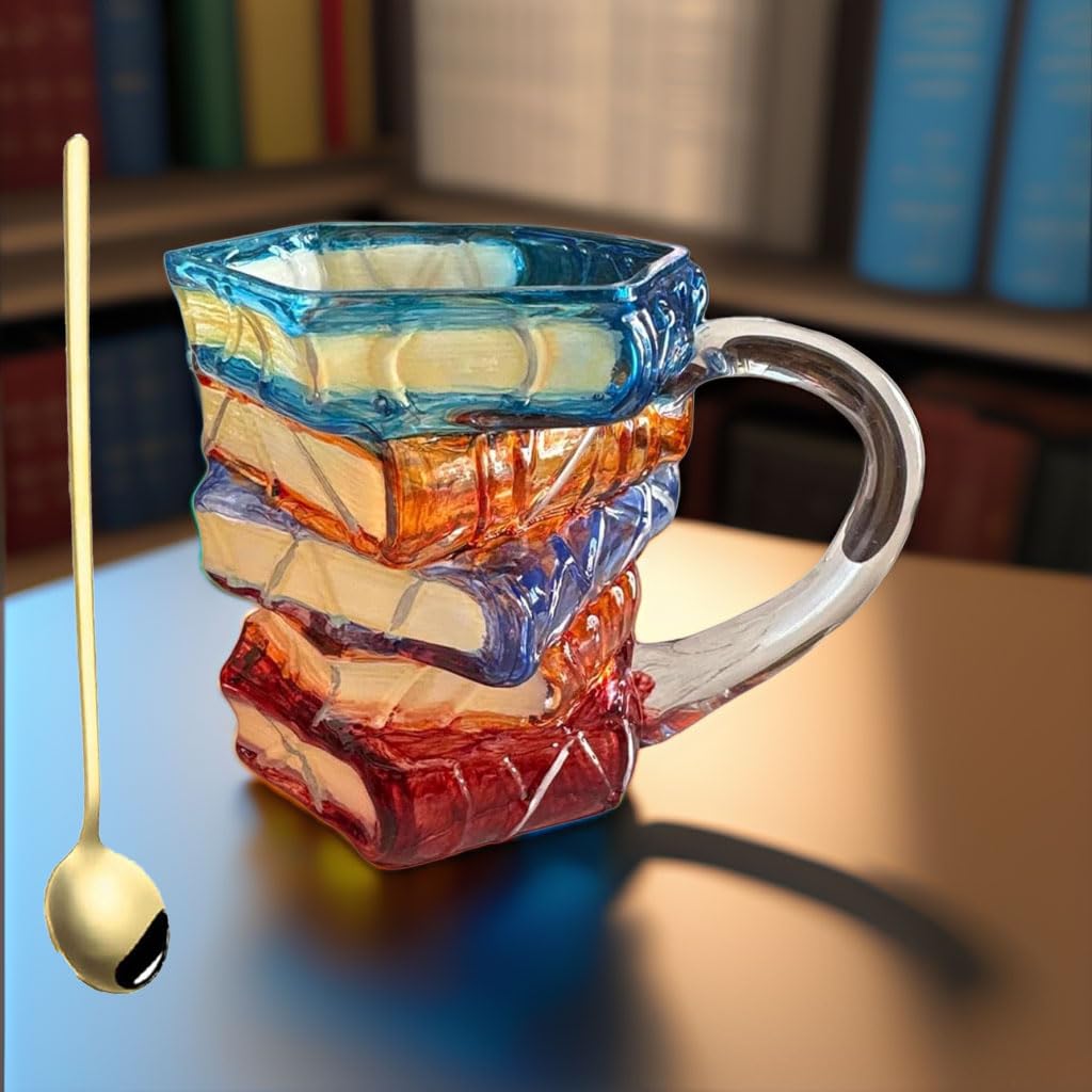 Cteaffee Vintage book-mug with spine embossing for cozy reading mornings.