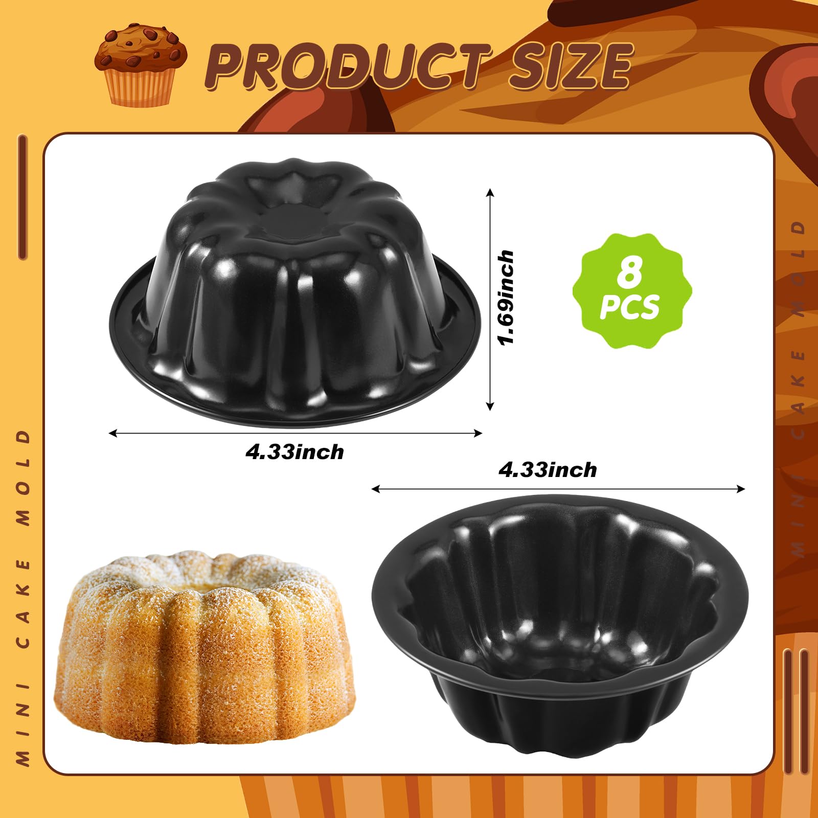 Ctosree 4in fluted mini cake pan carbon steel for even baking