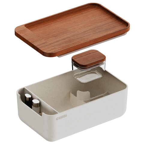 Cubbi airtight box with tray keeps ingredients fresh and organized.