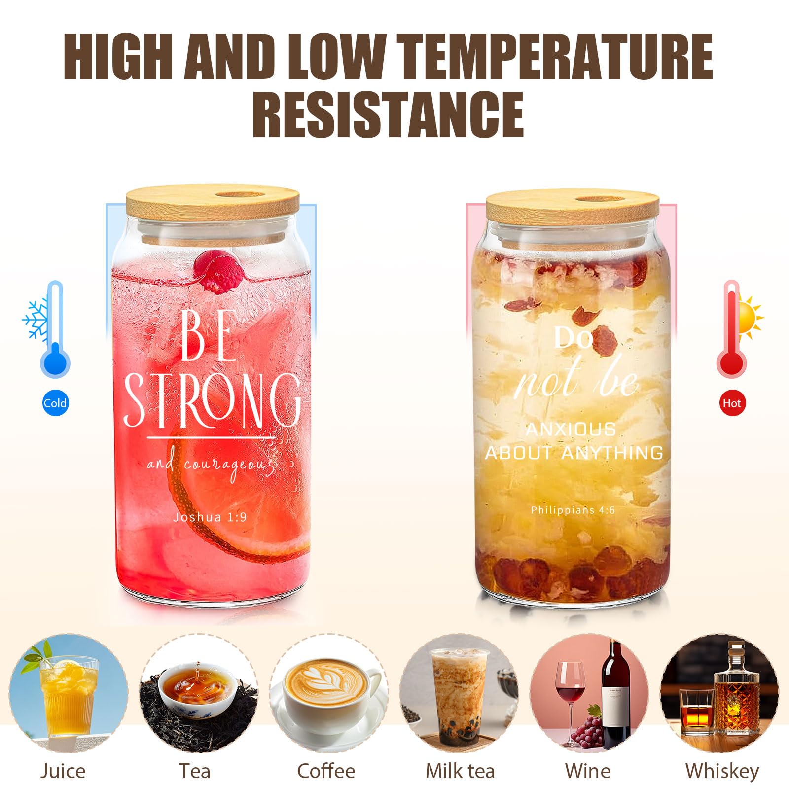 Cubotn scripture-printed glass cups inspire daily reflection.