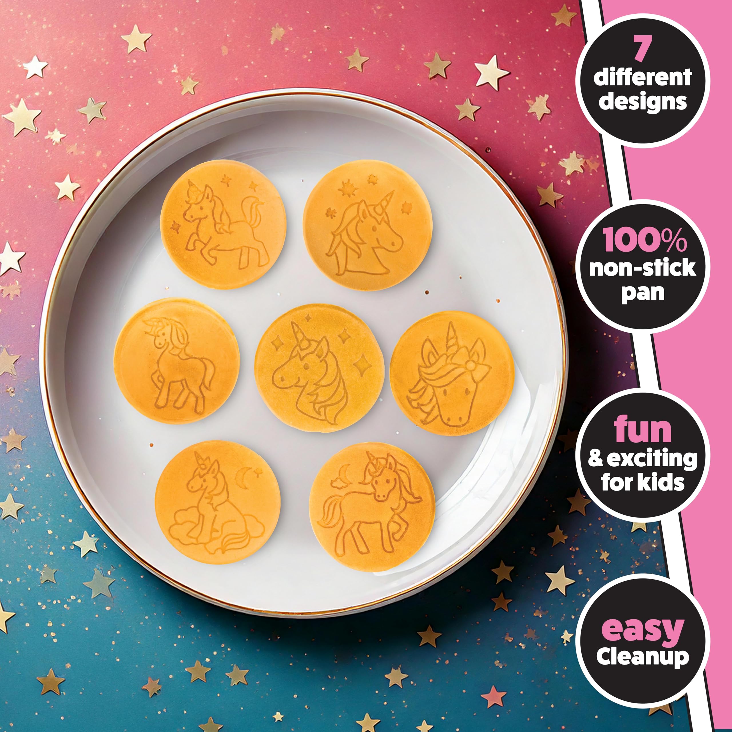 CucinaPro mini pancake maker with unicorn molds makes kid friendly bites