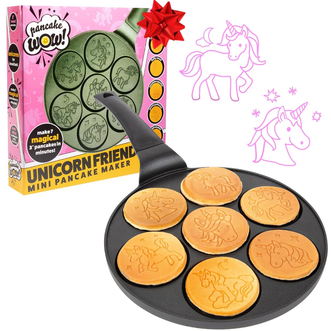 CucinaPro Unicorn mini pancake pan with seven designs for fun breakfasts