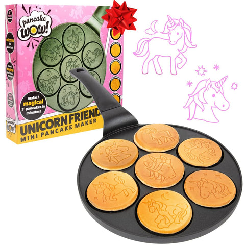 CucinaPro Unicorn mini pancake pan with seven designs for fun breakfasts