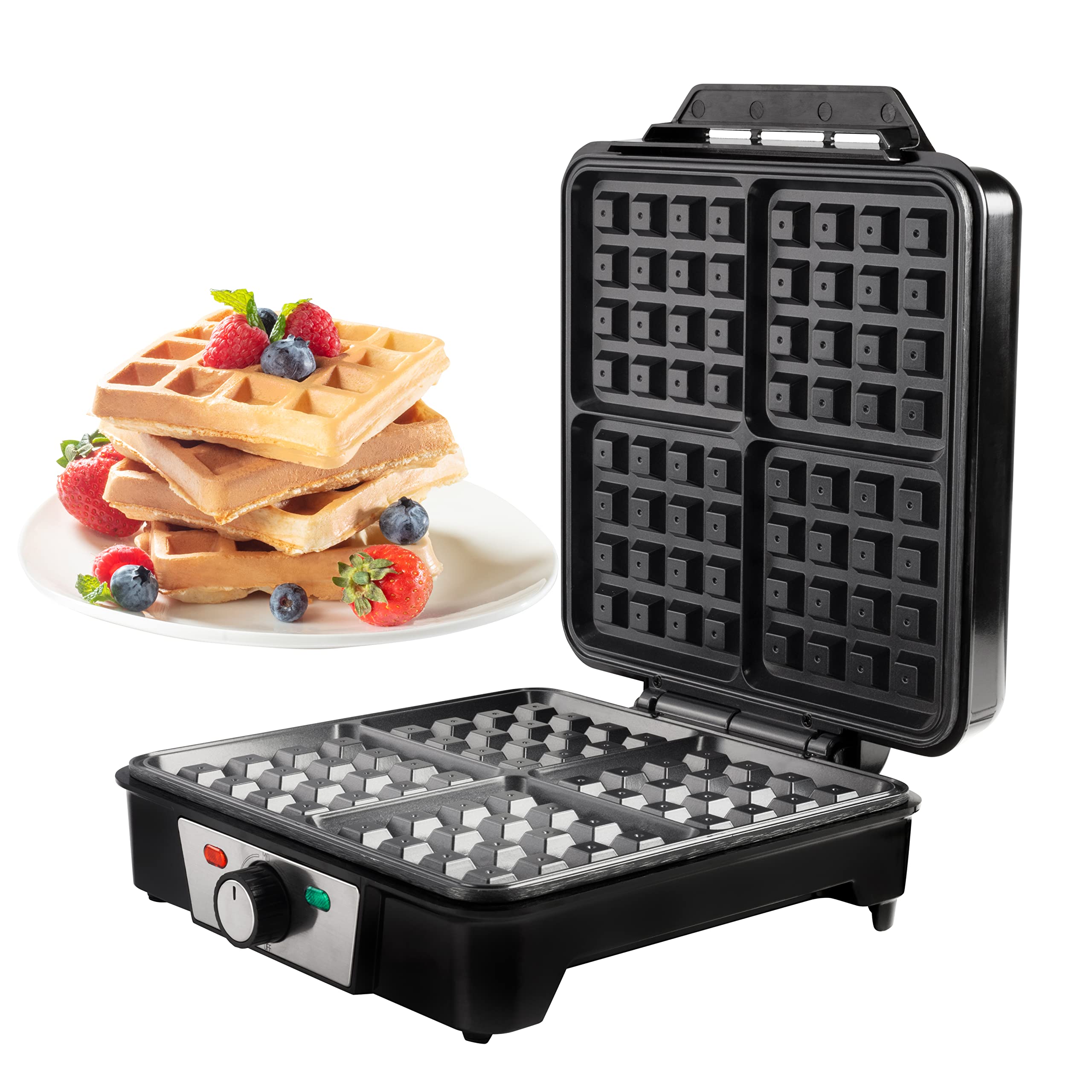 CucinaPro adjustable browning control for consistently golden waffles.