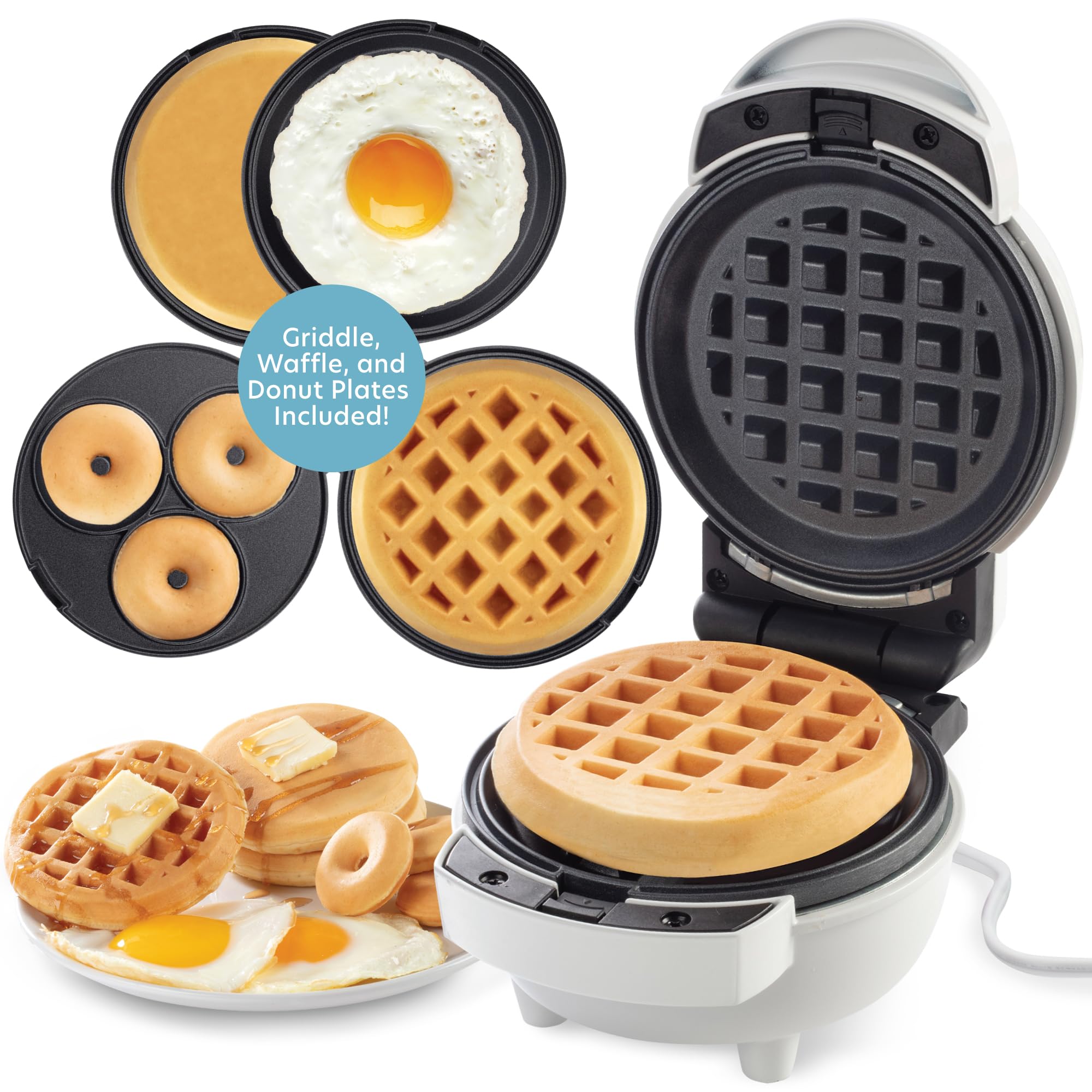 CucinaPro mini breakfast maker waffle plate for quick, golden waffles at home