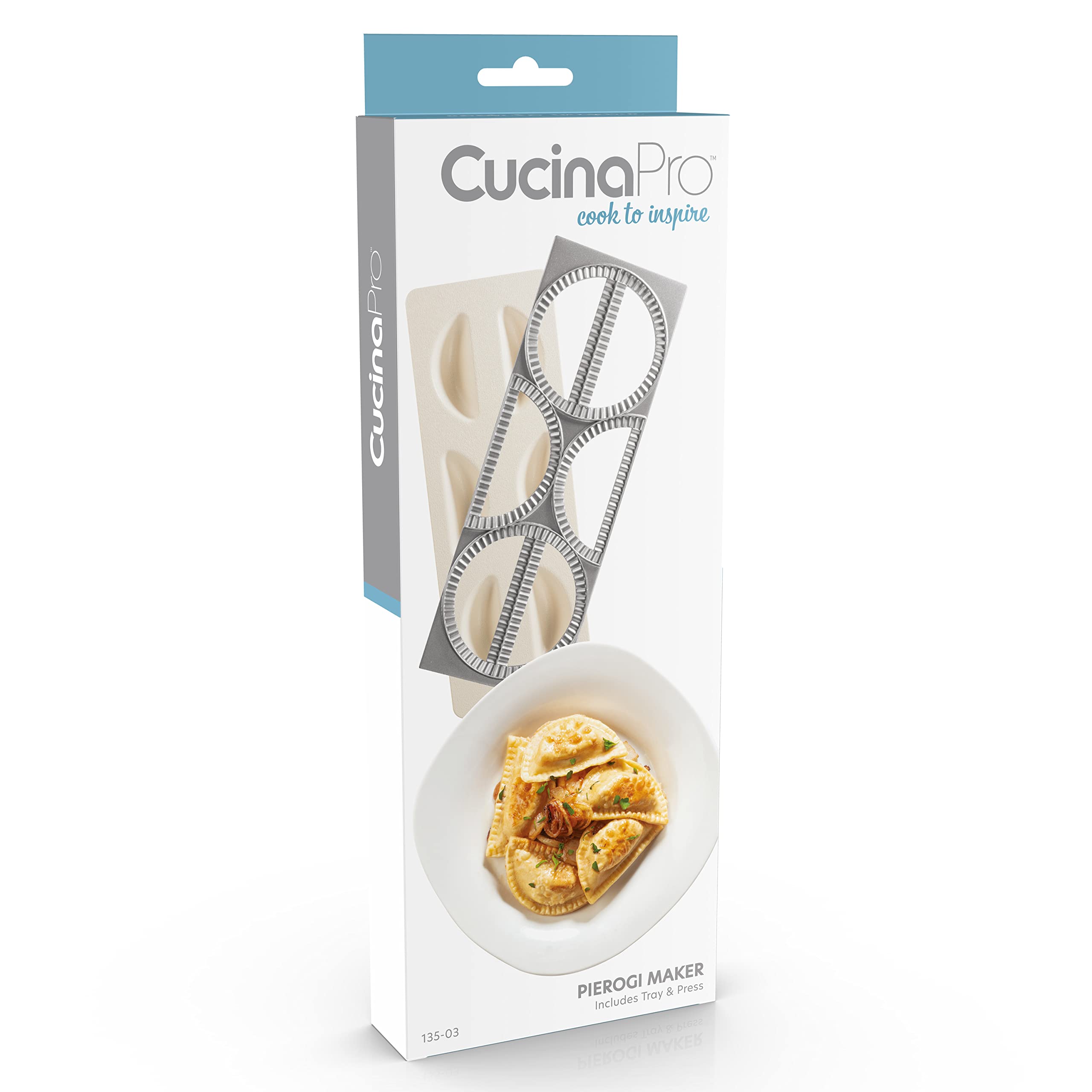 CucinaPro Pierogi Maker easy-clean design speeds post-meal cleanup.