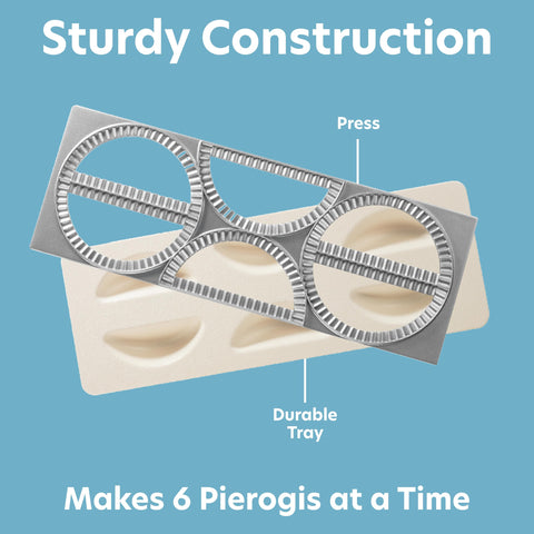 CucinaPro Pierogi Maker six-at-a-time setup simplifies family meals.