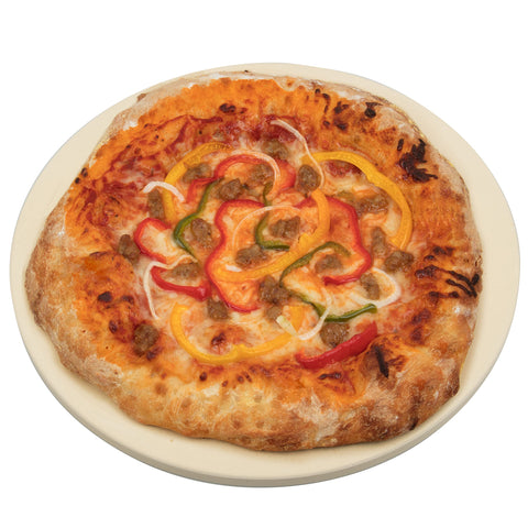 CucinaPro pizza stone in oven delivering a crisp crust.