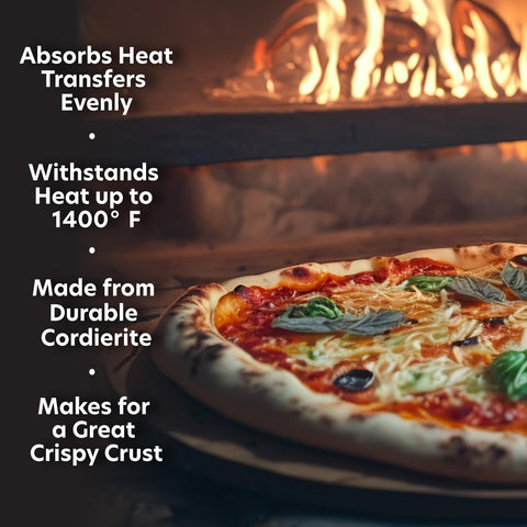 CucinaPro round stone shows 16.5-inch diameter for large pizzas.