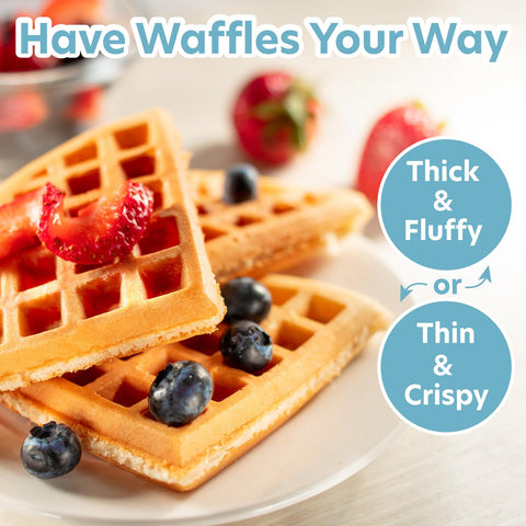 Round waffle design stands upright for compact storage.