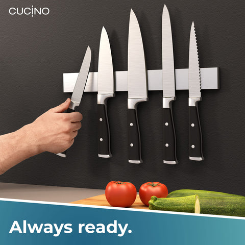 CUCINO all-surface adhesion supports mounting on glass, tile, wood, or metal.