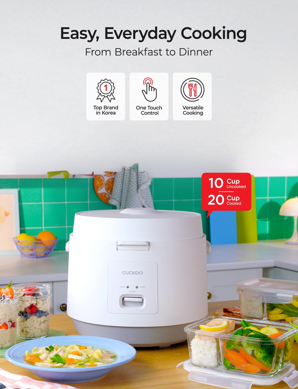 CUCKOO Basic with digital controls for quick, precise cooking and simple operation.