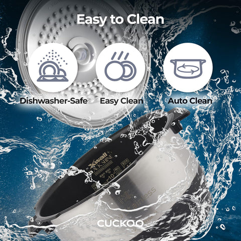 CUCKOO auto-clean function simplifies post-cook cleanup.