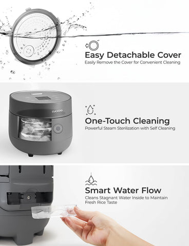 CUCKOO Micom Rice Cooker fuzzy logic display adapts cooking for consistent results.