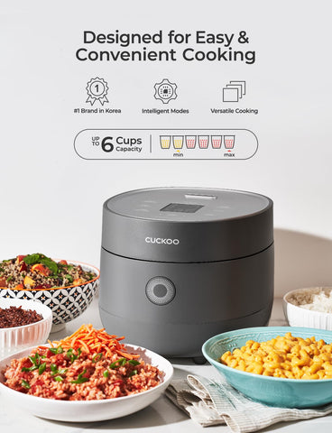 CUCKOO Micom Rice Cooker control panel gray with easy settings for busy mornings.