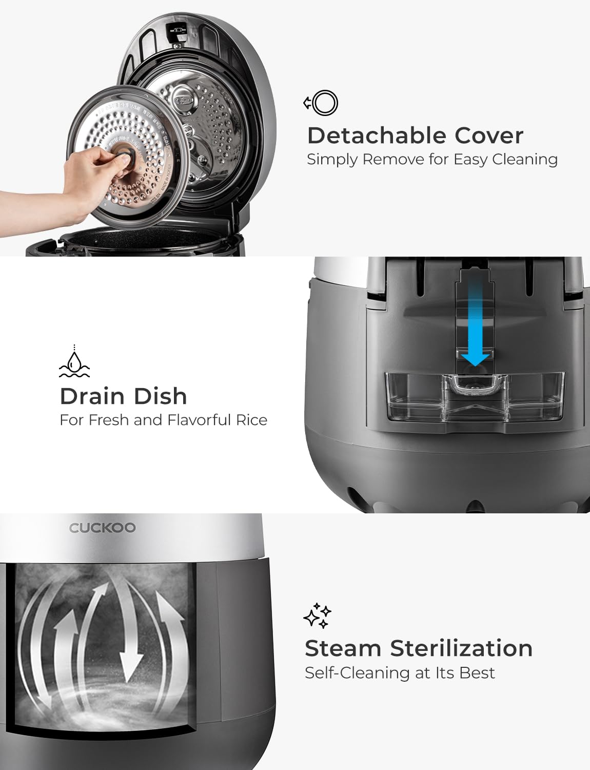 CUCKOO Twin Pressure Rice Cooker dual pressure, for sticky or fluffy rice.