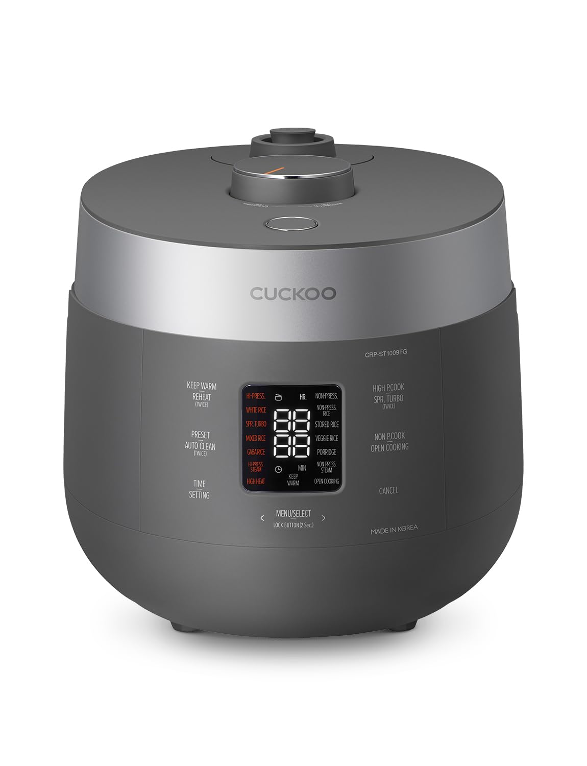 CUCKOO Twin Pressure Rice Cooker front view, ideal for family meals.