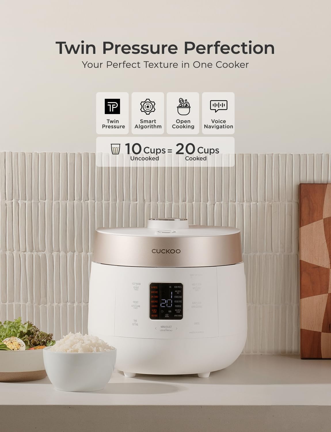 CUCKOO inner pot close-up reveals stainless steel with X-Wall nonstick coating for even heating