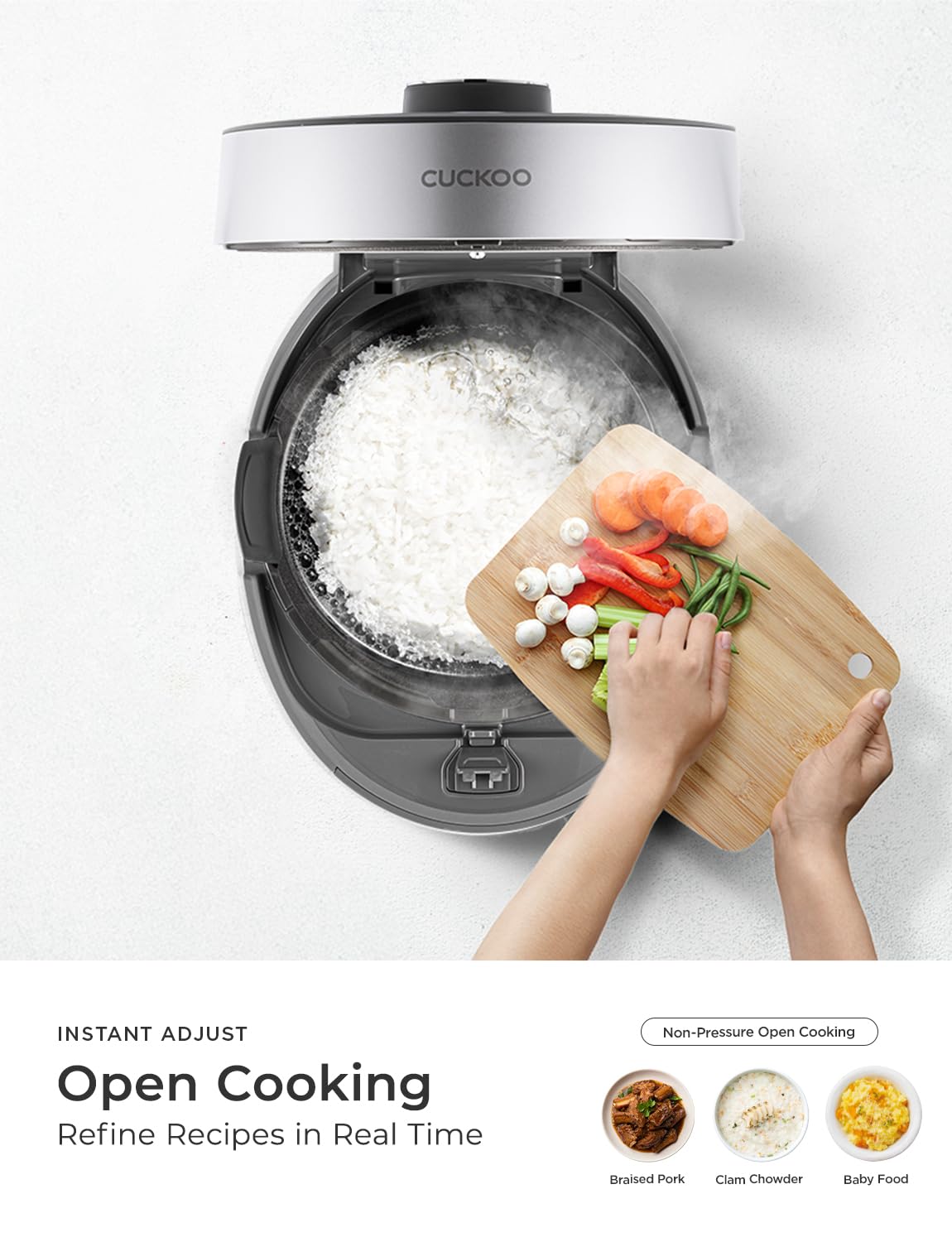 CUCKOO Twin Pressure Rice Cooker safety steam release aids quiet cooking.