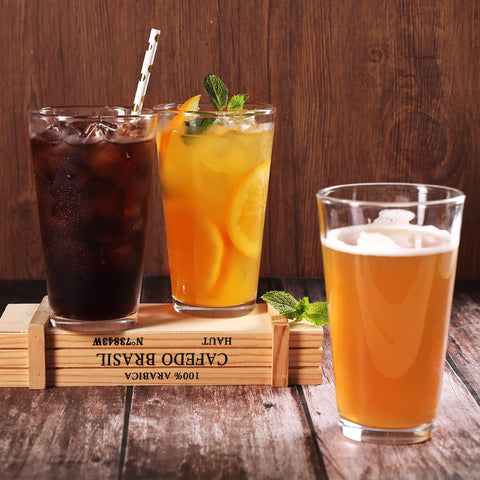 CUCUMI 8pc beer pint glasses, lead-free glass, durability for daily use.