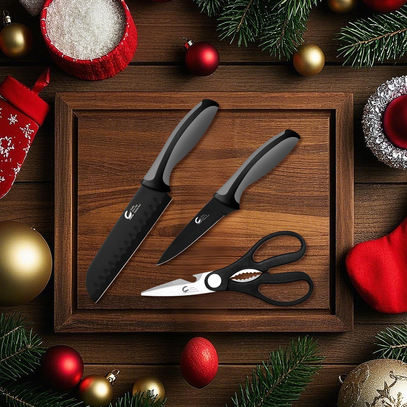 CuCut elegant black knives set packaging for secure storage