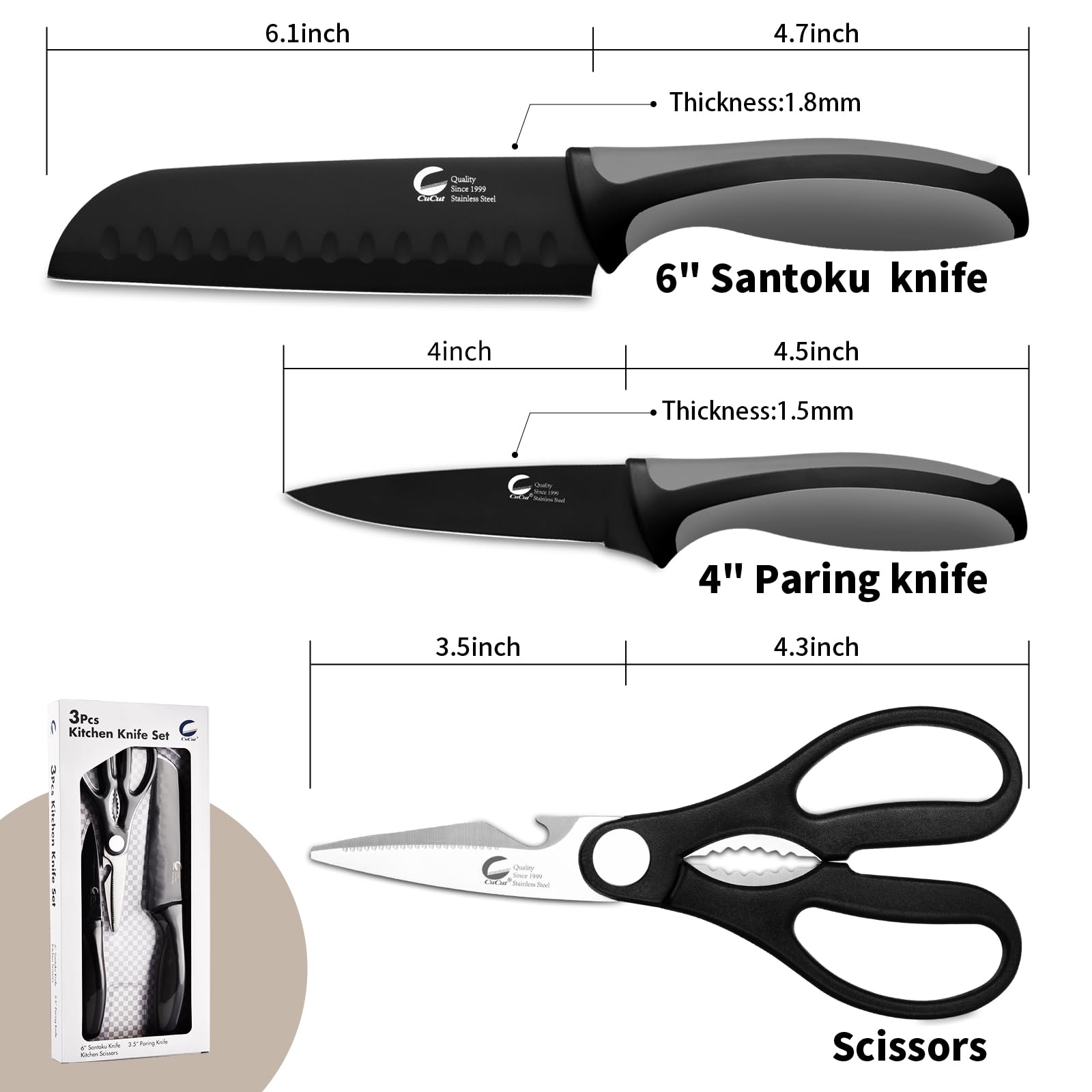 CuCut 4-inch paring knife for peeling and trimming fruits and vegetables