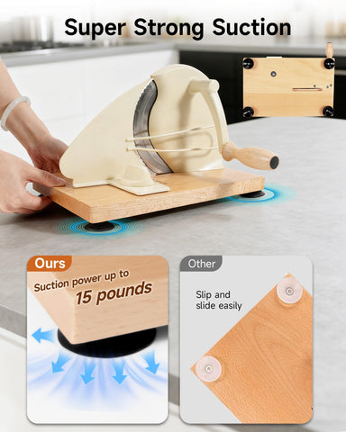 Cudnt ergonomic wooden handle provides comfortable grip during slicing.
