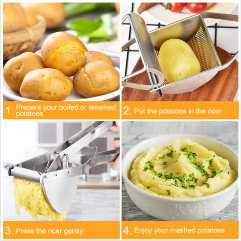 CUGLB potato ricer stainless steel body designed for daily use.