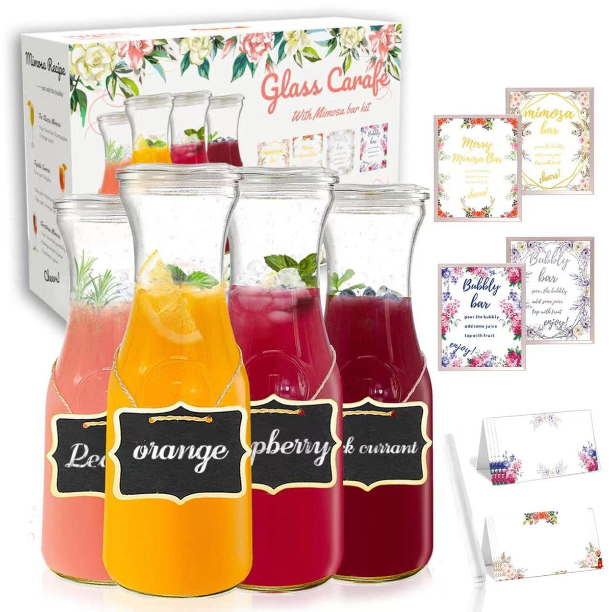 Cuguords glass carafe 1L with lid for easy chilling and serving.