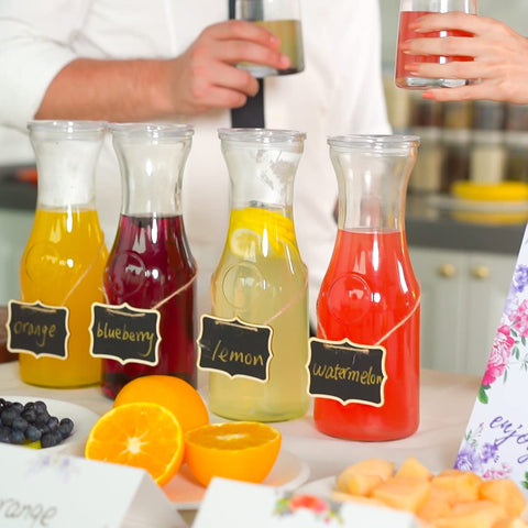 Cuguords mimosa bar setup on table for easy self-serve.