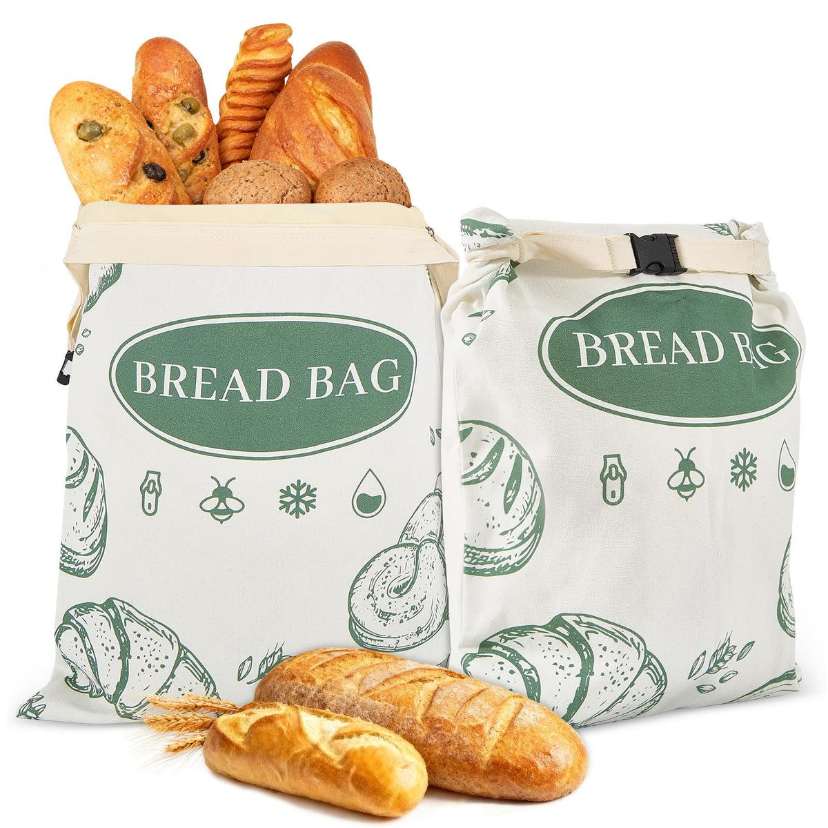 CUIJIALAHA beeswax bread bags with zipper closure keep bread fresh.