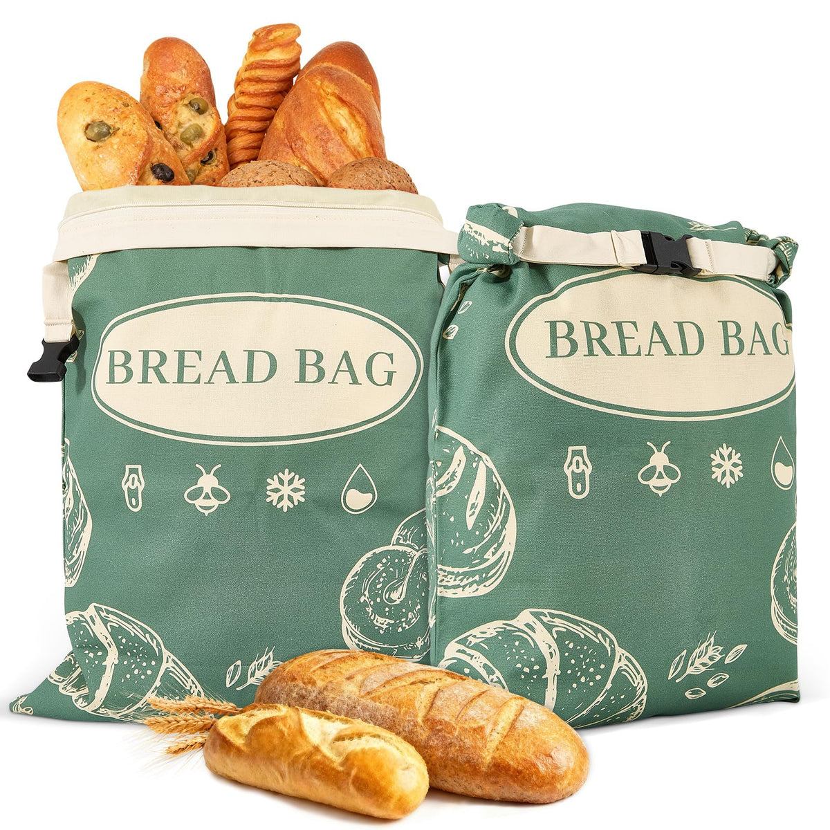 CUIJIALAHA beeswax bread bags with zipper for fresh sourdough storage.