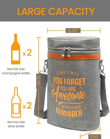 CUIJIALAHA insulated wine bottle bag keeps bottles cooler during outdoor picnics