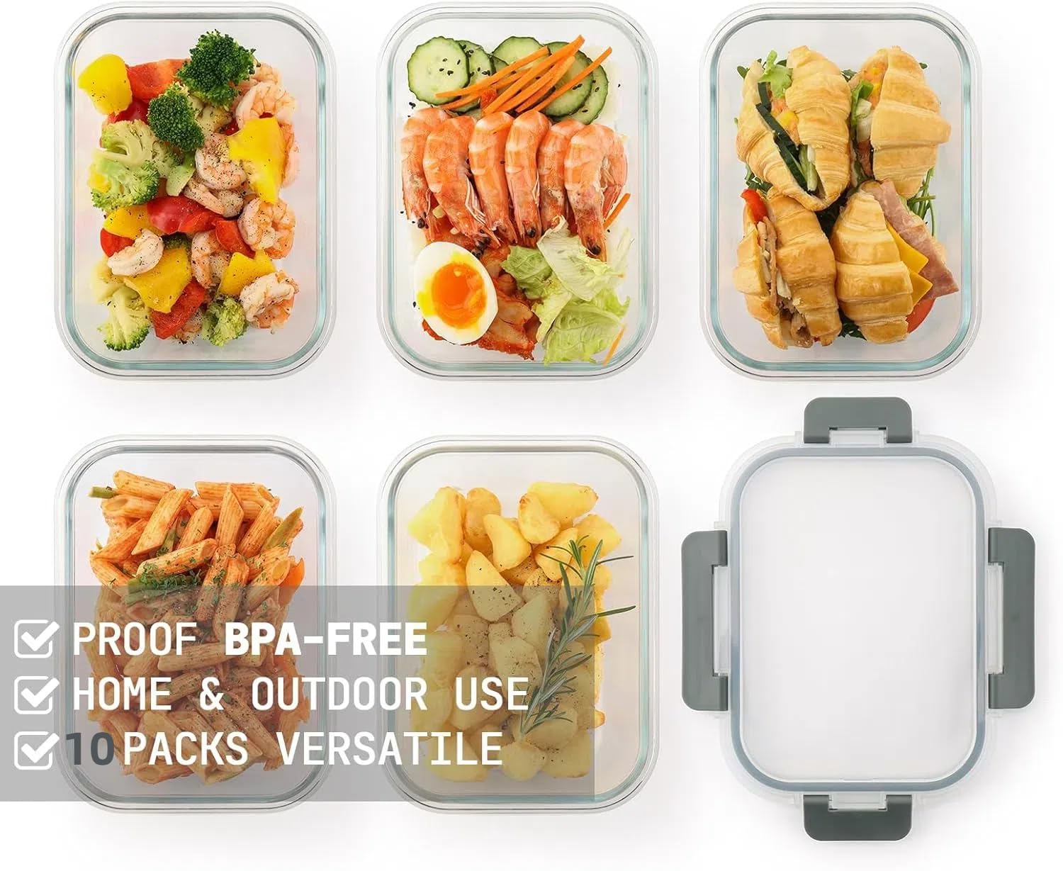 Fridge-ready Cuiselect glass containers stack neatly to store leftovers