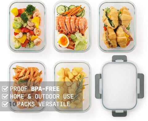 Fridge-ready Cuiselect glass containers stack neatly to store leftovers