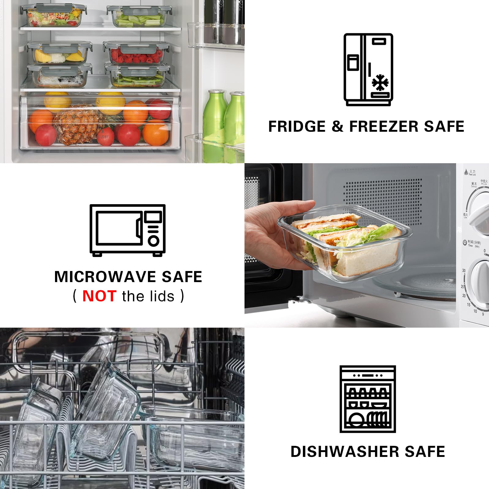 Closeup of Cuiselect glass containers with airtight lids to prevent leaks on the go