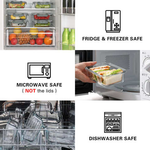 Closeup of Cuiselect glass containers with airtight lids to prevent leaks on the go