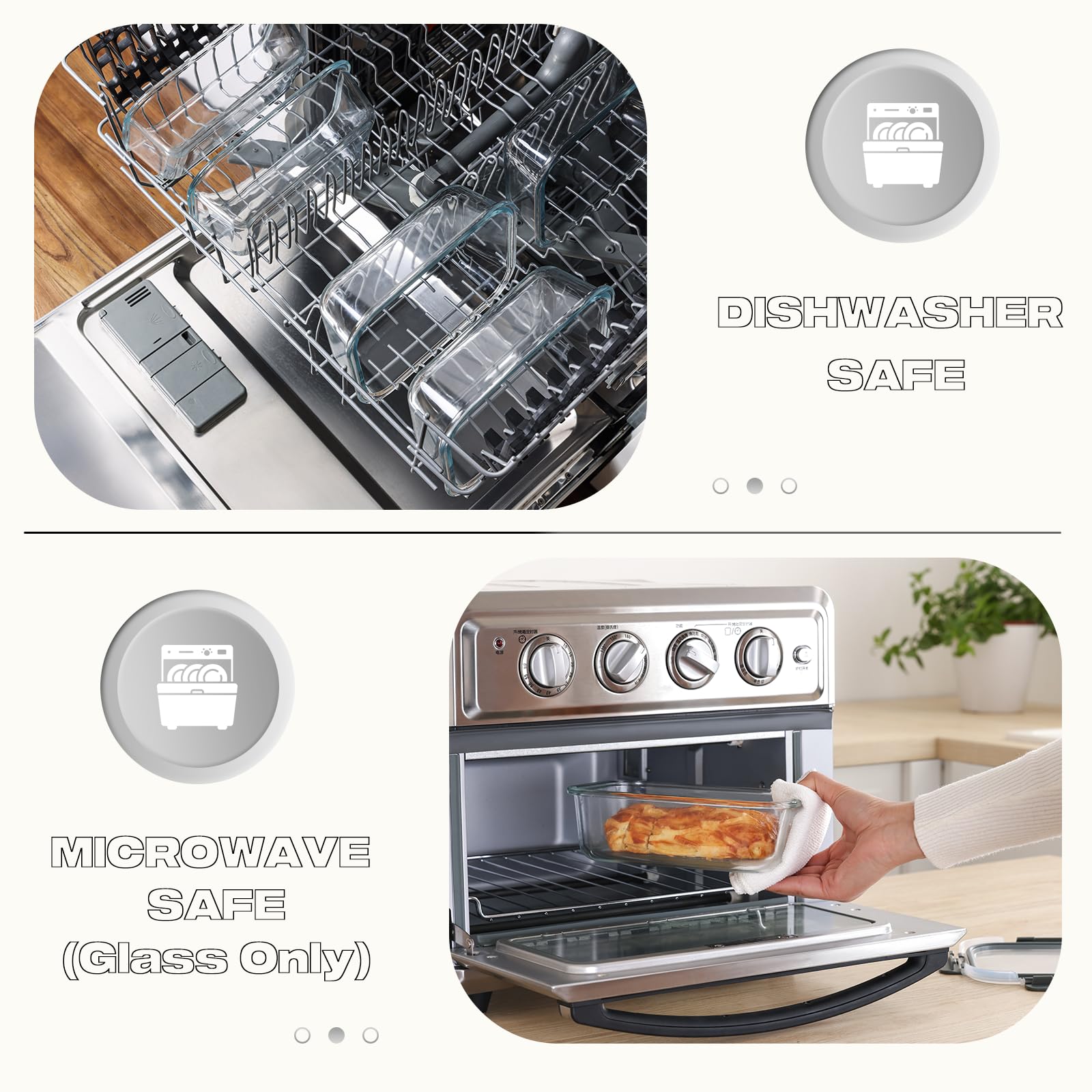 Cuiselect glass lids provide a tight seal to stop leaks and preserve freshness.
