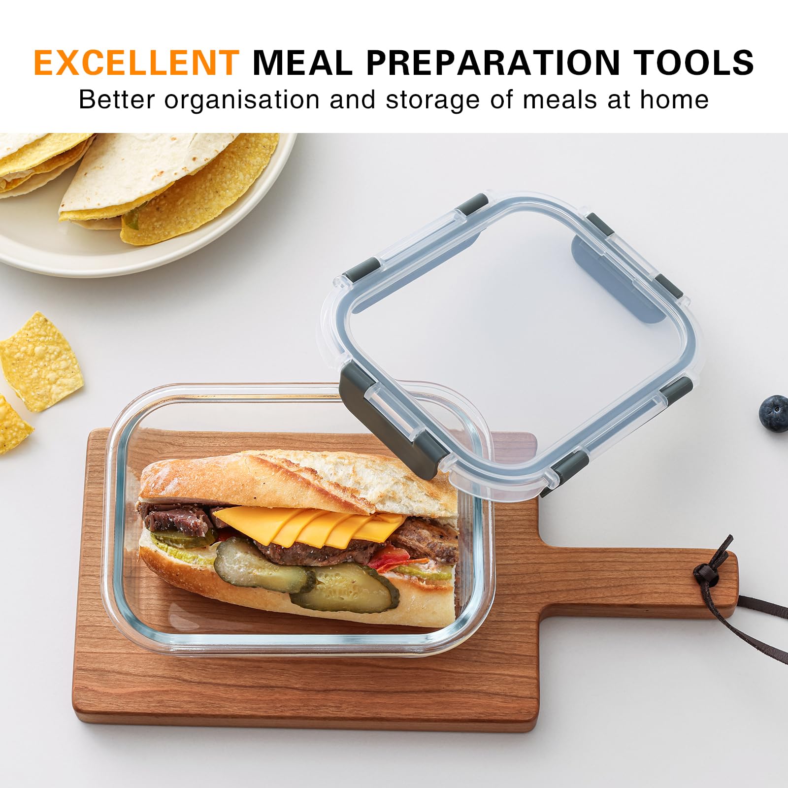 Cuiselect gray lids on clear glass for stylish, durable storage